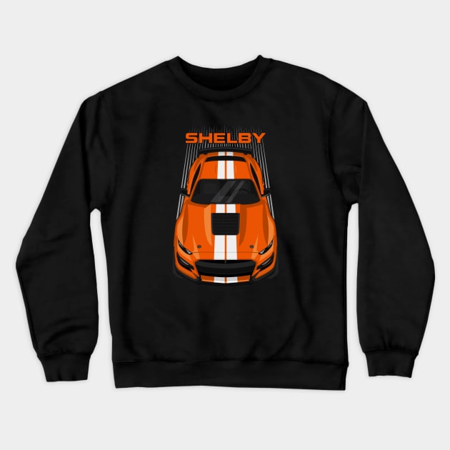 Ford Mustang Shelby GT500 2020-2021 - Twister Orange - White Stripes Crewneck Sweatshirt by V8social